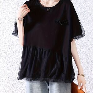 Elegant Black Sheer Women's Top